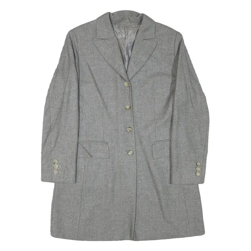 Aigner Womens Grey Wool Blend Classic Jacket M Woven Tailored Button Closure 1