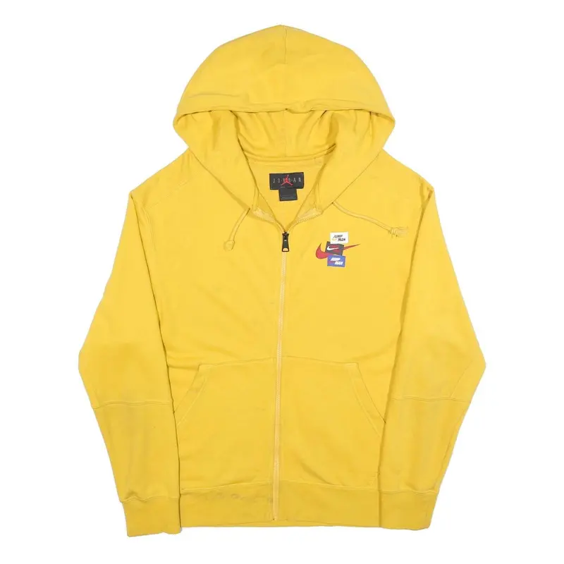 Air Jordan Mens Yellow Hoodie L Zip Up Cotton Blend Casual Sweatshirt 1
