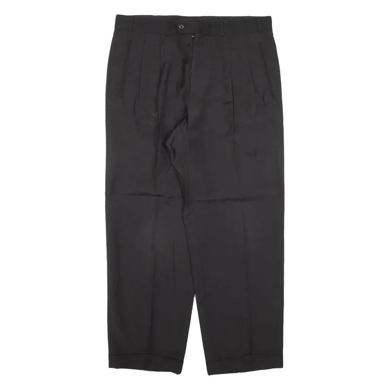 Airtex Pleated Mens Trousers Black Relaxed Straight Wool W35 L29 1