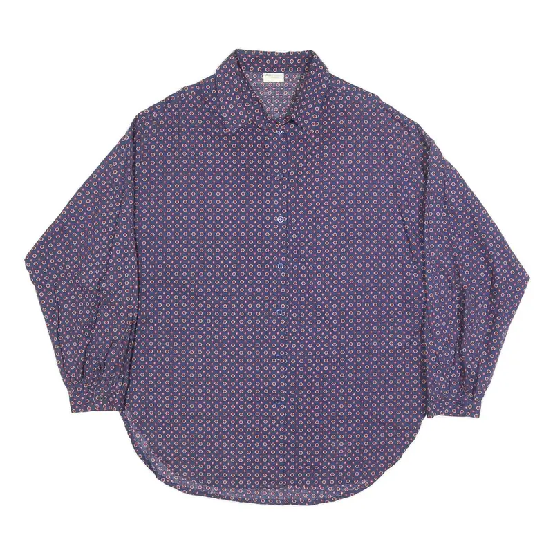 Akermann Womens Blue Shirt Xl Button Down Cotton Long Sleeve Printed 1