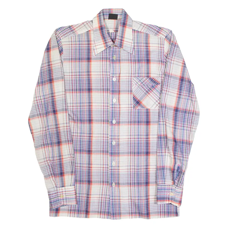 Aldo Orelli Mens Shirt Blue 90S Check Long Sleeve M 1