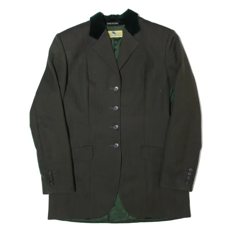 Alessandro Albanese Womens Blazer Jacket Green Wool 90S Chevron M 1