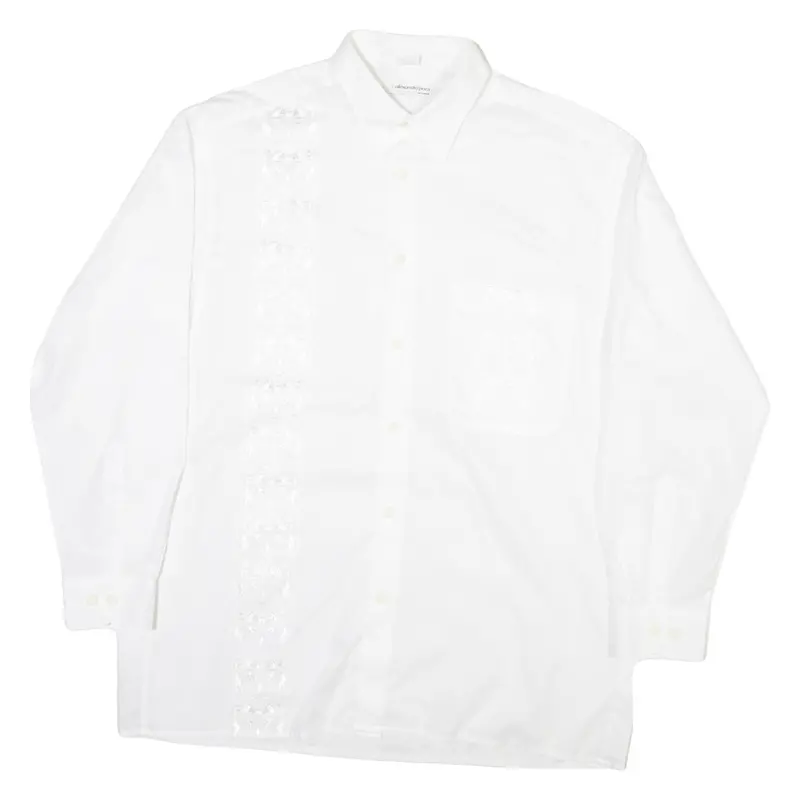 Alessandro Pozzi Mens Shirt White Crazy Pattern Long Sleeve M 1