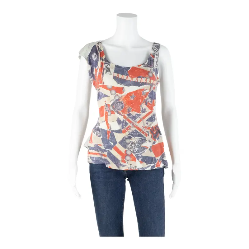 Alexander Mcqueen Womens Printed Vest Grey Sleeveless Crazy Pattern M 1