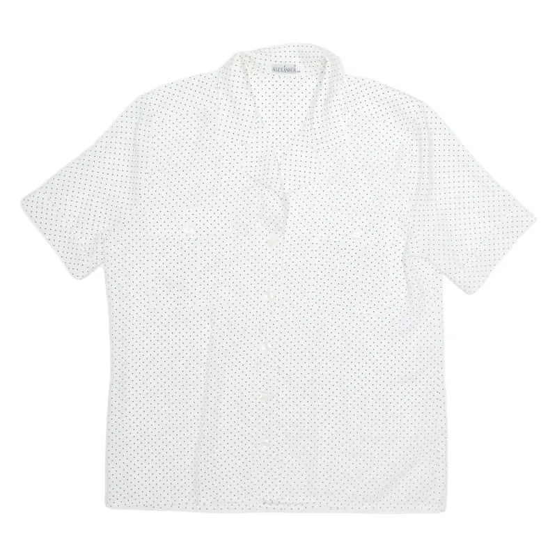 Alexander Womens Printed Shirt White Collared Polka Dot M 1