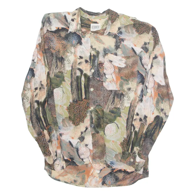 Alexandra Womens Printed Blouse Green Long Sleeve Crazy Pattern 2Xl 1