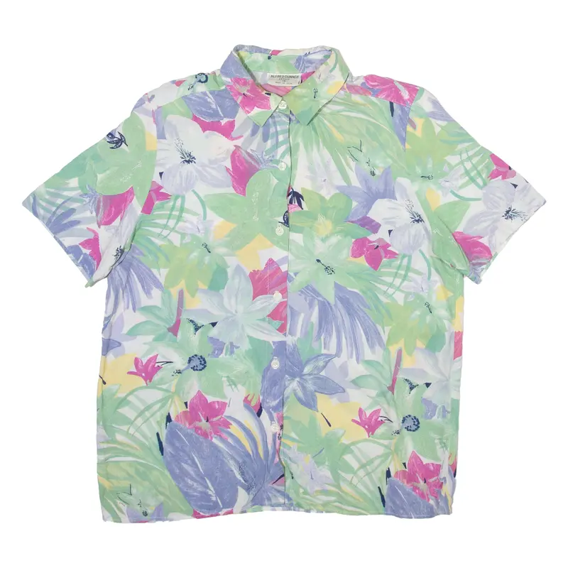 Alfred Dunner Petite Padded Shoulders Womens Shirt Green Floral Uk 14 1