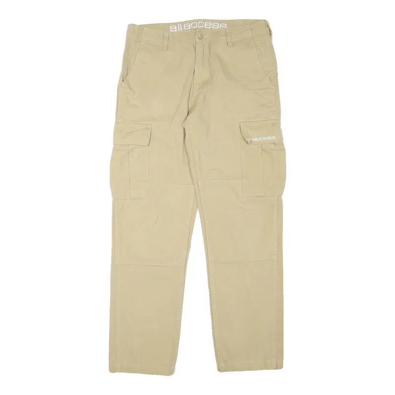 All Access Mens Beige Regular Fit Cargo Trousers W29 L28 Cotton Blend Zip 1