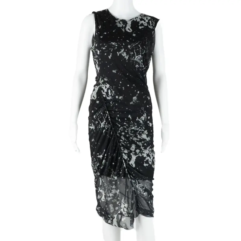 All Saints Lined Sheer Womens Day Dress Black Sleeveless Long Uk 10 1
