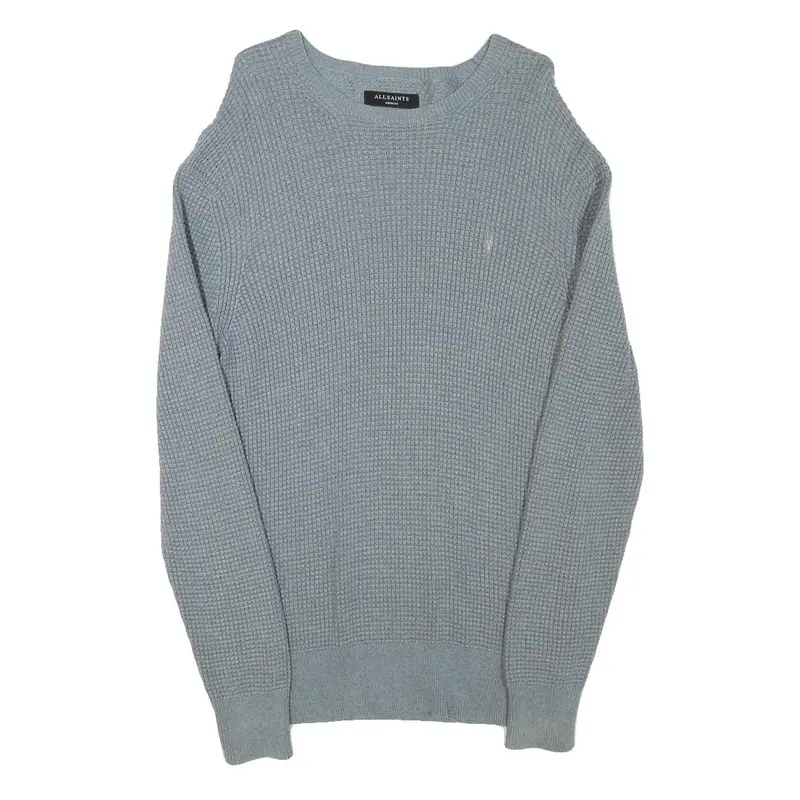 All Saints Mens Grey Cotton Blend Patterned Crew Neck Basic Knit Jumper M Casual 1