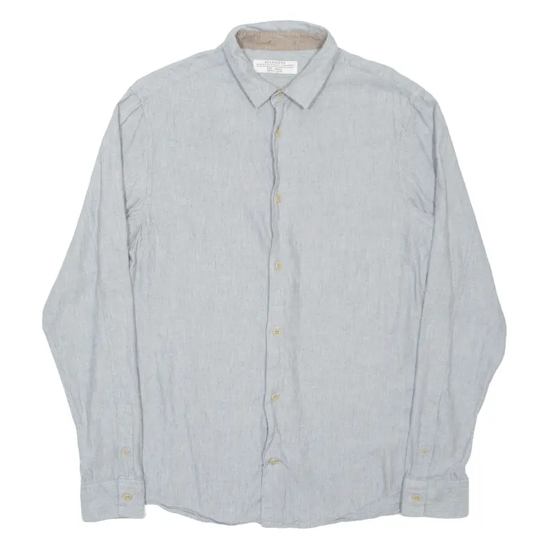 All Saints Mens Plain Shirt Grey Long Sleeve S 1