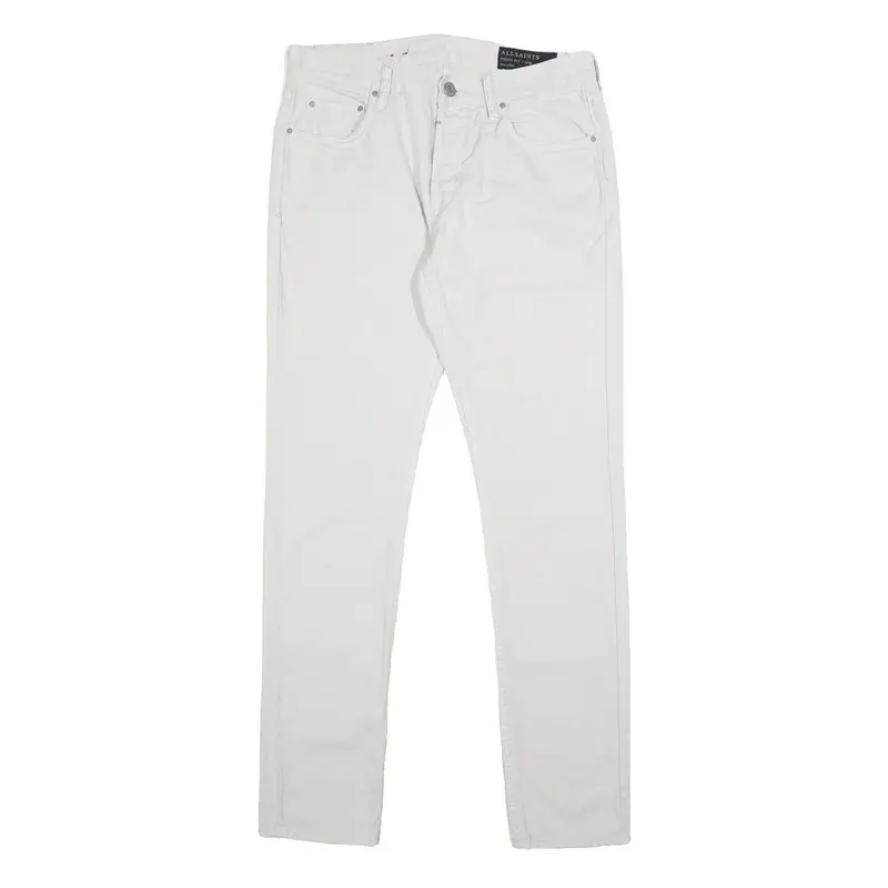 All Saints Mens Slim White Jeans Cotton Button W30 L31 Stylish Casual Wear 1