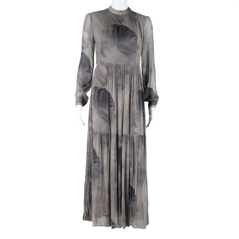 All Saints Womens Maxi Dress Grey Viscose Long Sleeve Long Uk 6 1