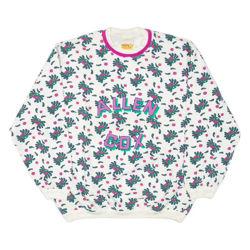 Allen Cox Floral Womens Sweatshirt White L 1