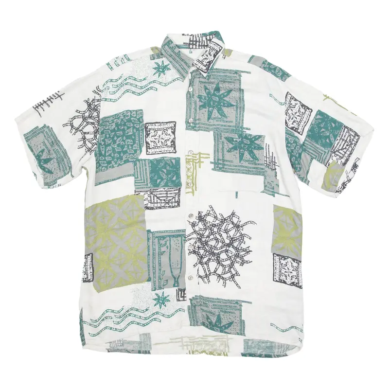 Alpenland Mens Shirt Cream 90S Crazy Pattern M 1