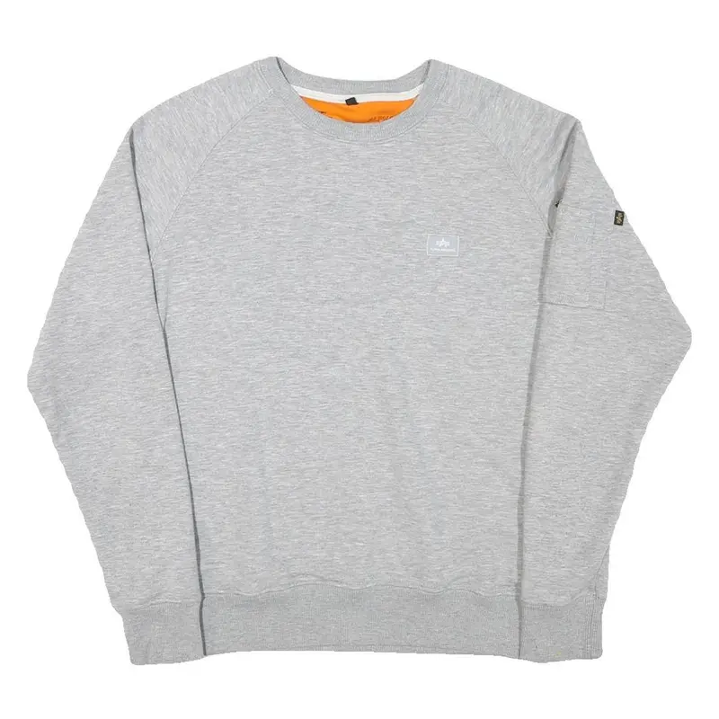 Alpha Industries Mens Grey Cotton Blend Crew Neck S Sweatshirt Casual Pullover 1
