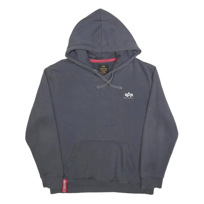 Alpha Industries Mens Grey Hoodie L Cotton Blend Pullover Casual Wear 1