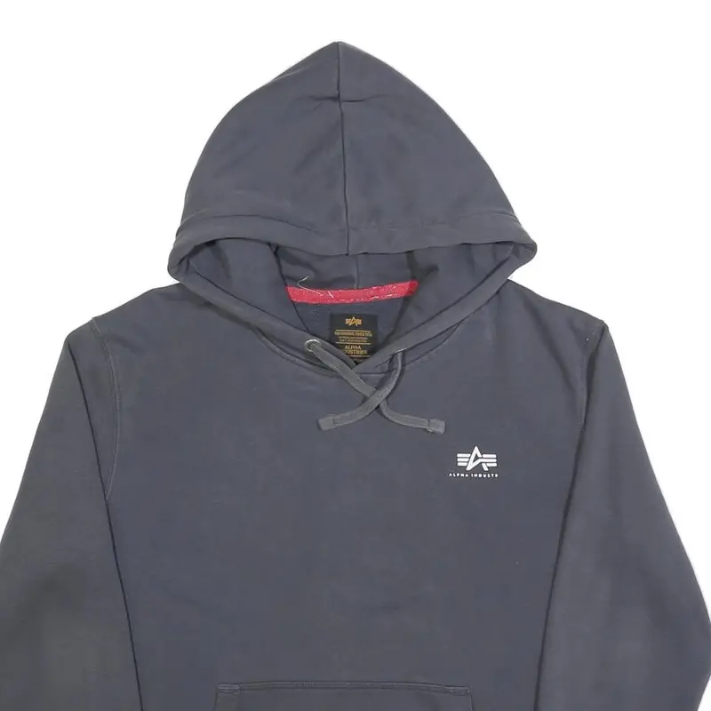Alpha Industries Mens Grey Hoodie L Cotton Blend Pullover Casual Wear 2
