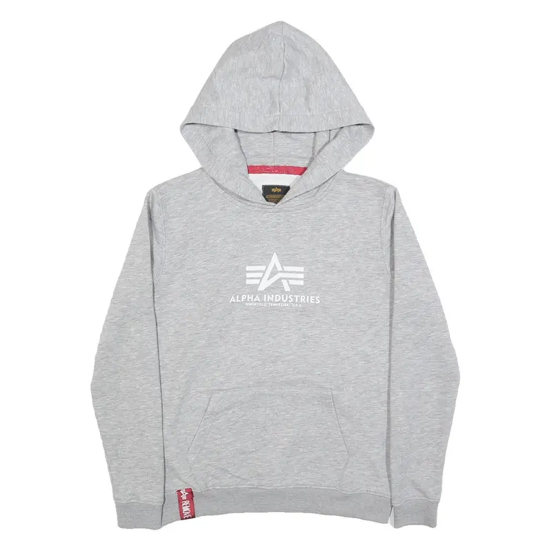 Alpha Industries Mens Grey Hoodie S Cotton Blend Pullover Casual Sweatshirt 1