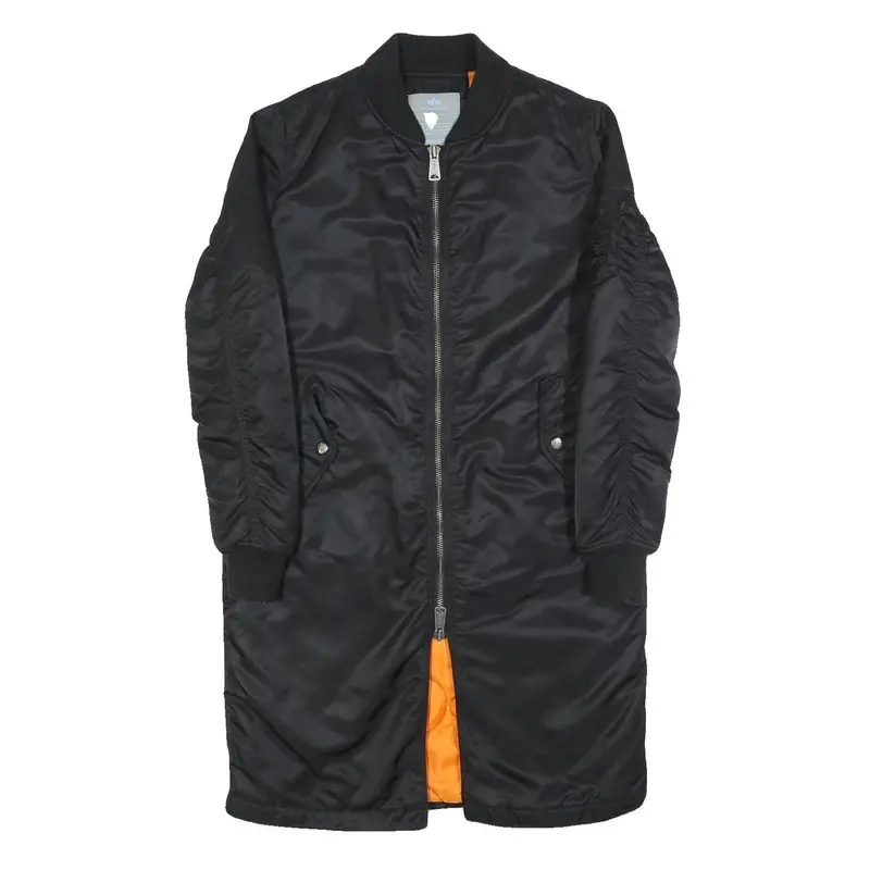 Alpha Industries Womens Black Long Sleeve Zip Up Polyester Jacket M Bomber 1