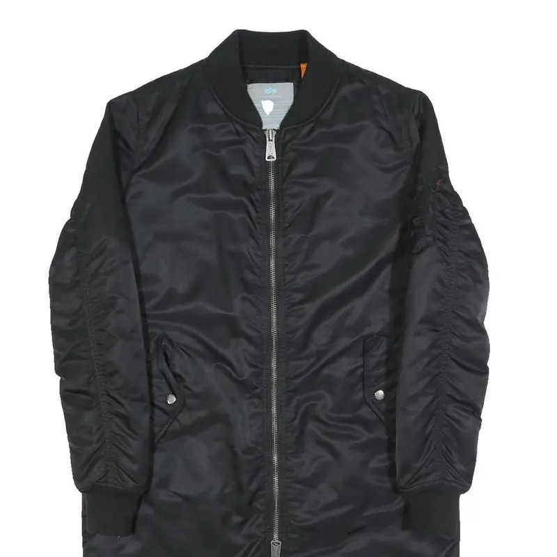 Alpha Industries Womens Black Long Sleeve Zip Up Polyester Jacket M Bomber 2