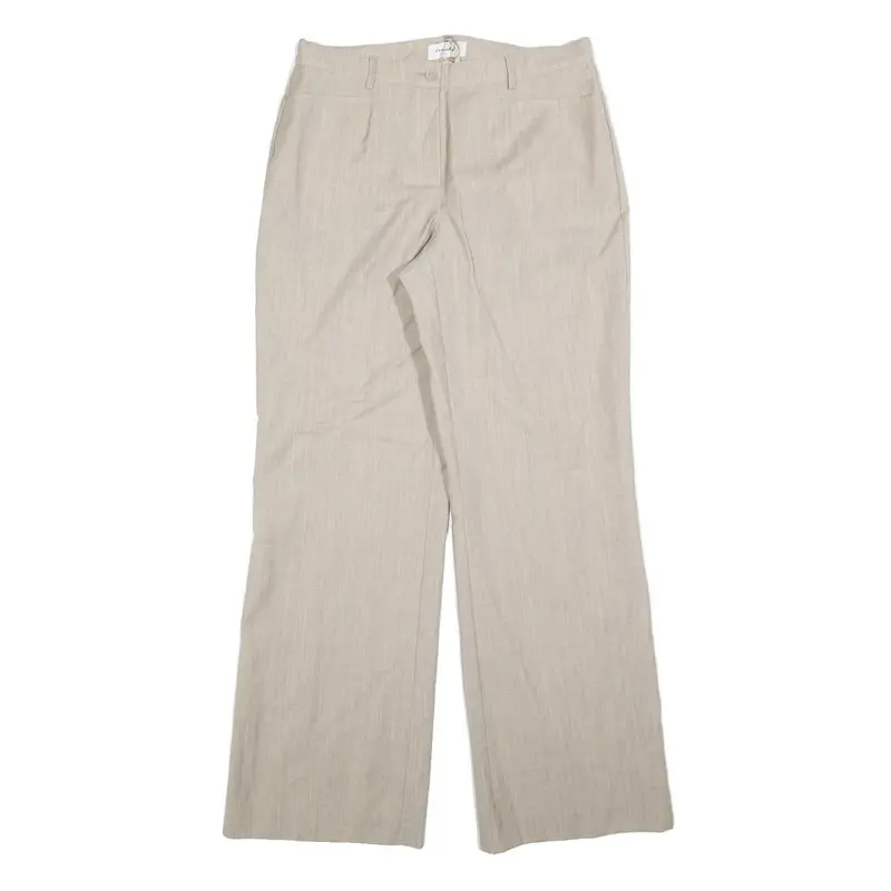 Amalfi Womens Wool Beige Relaxed Wide-Leg Trousers W30 L32 Classic Style Zip 1