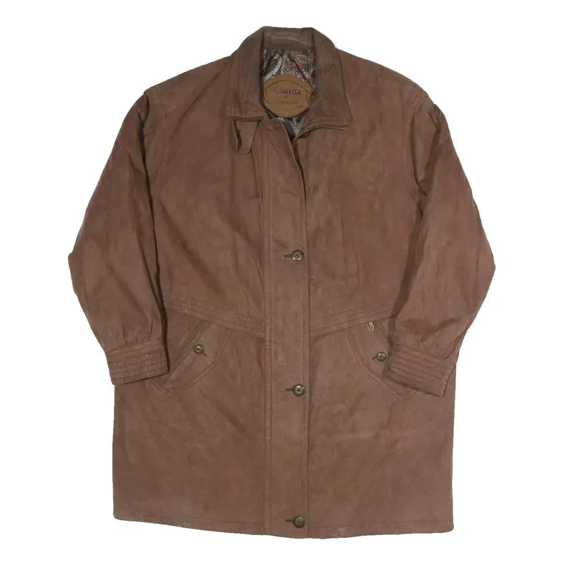 Amaretta Womens Brown Outdoor Jacket L Polyester Blend Woven Plain Zip Relaxed 1