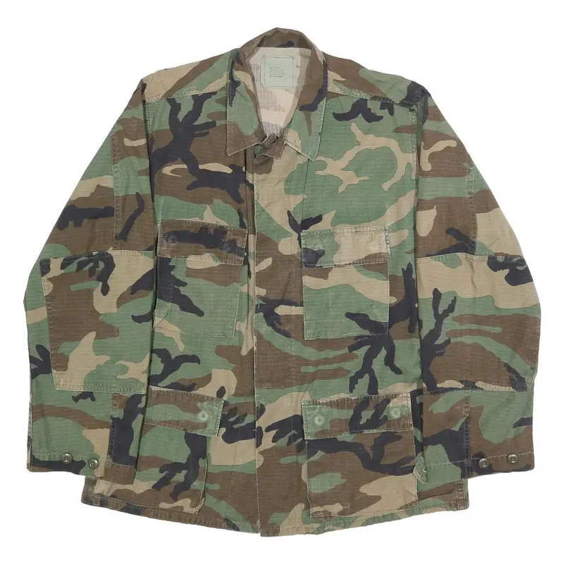 American Apparel Mens Green & Brown Camouflage Button Jacket M Cotton Blend 1