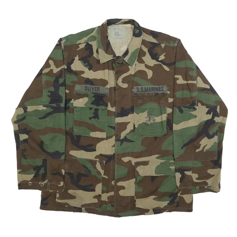 American Apparel Mens Green & Brown Camouflage Military Jacket M Cotton Blend 1