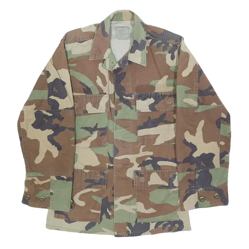 American Apparel Mens Green & Brown Camouflage Military Jacket Xs Cotton Blend 1
