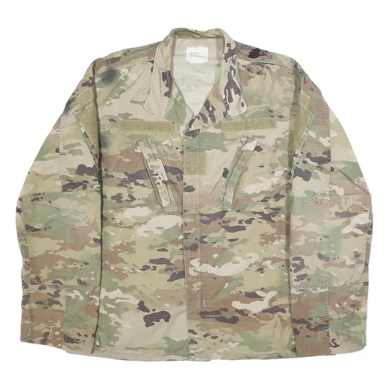 American Apparel Mens Green Camouflage Cotton Blend Jacket M Button Outdoor 1
