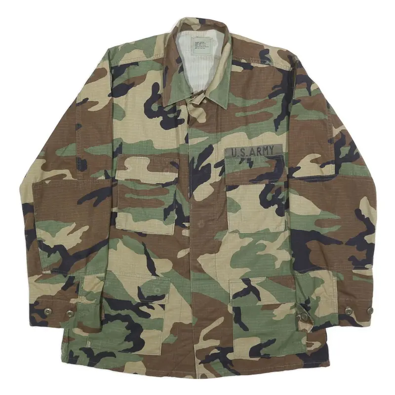 American Apparel Mens Green Camouflage Military Jacket M Cotton Blend Button 1