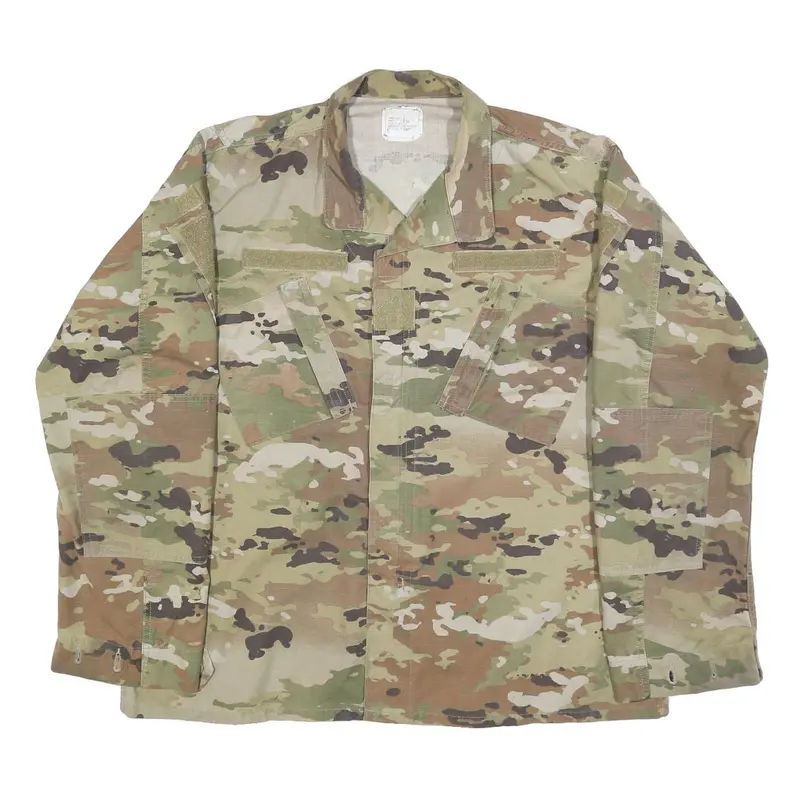 American Apparel Mens Green Camouflage Zip Jacket L Cotton Blend Military Style 1