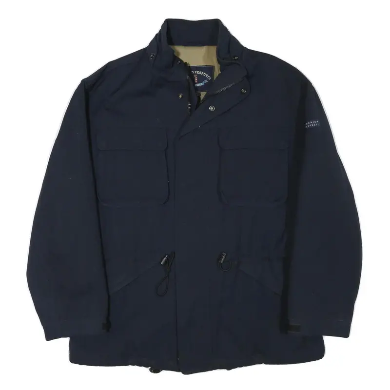 Amerigo Vespucci Mens Navy Blue Outdoor Jacket Xl Polyester Blend Zip 1