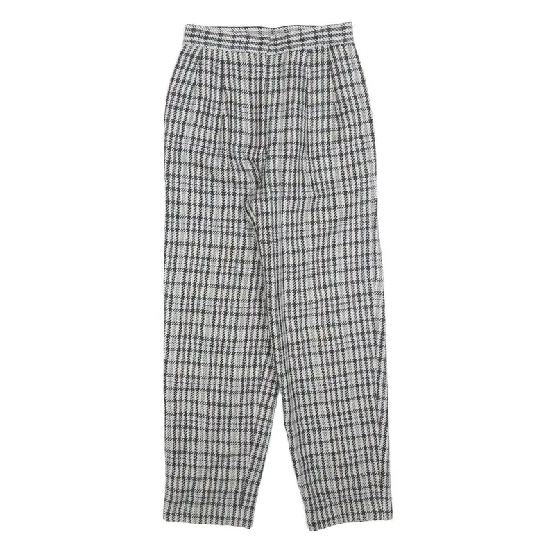 Amille Womens Wool Check Regular Leg Trousers W25 L26 Classic Pattern Zip 1