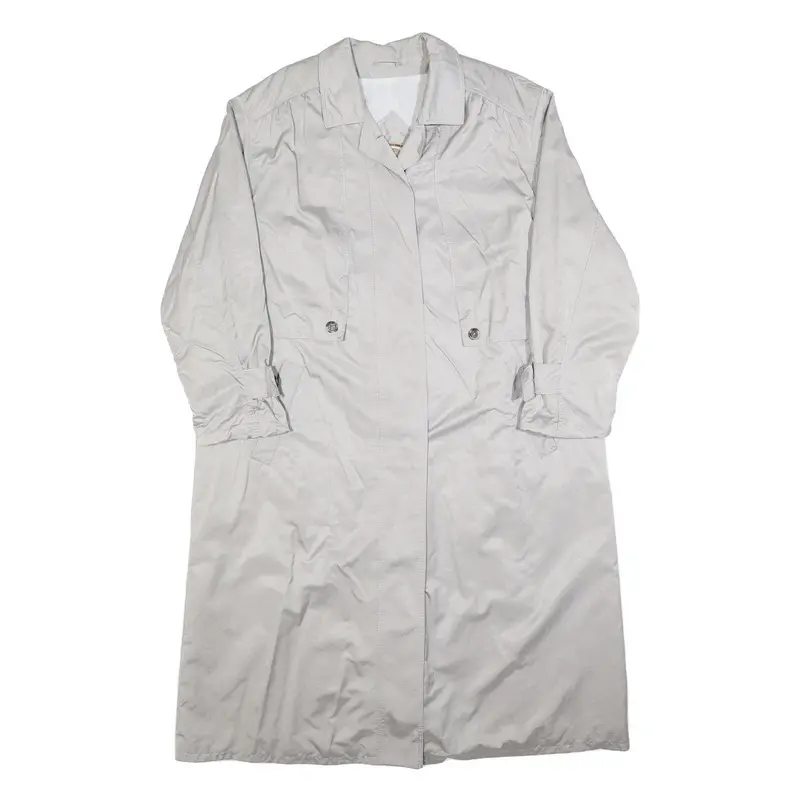 Amun Womens Cream L Jacket Polyester Blend Plain Button Closure Long Sleeve 1