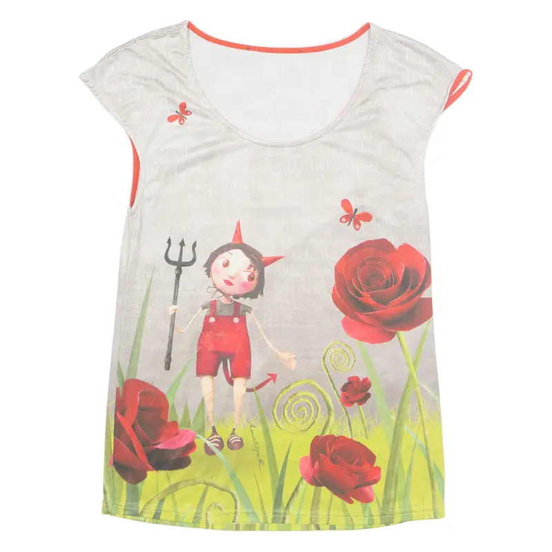 Anatopik My Little Devil Womens Printed Top Red Sleeveless Crazy Pattern M 1