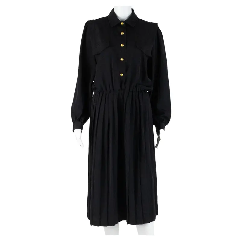 Andrea Gayle Womens Day Dress Black Long Sleeve Knee Length M 1