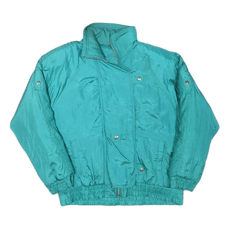 Andy Johns Womens Teal Blue Jacket M Polyester Blend Zip Casual Retro Style 1