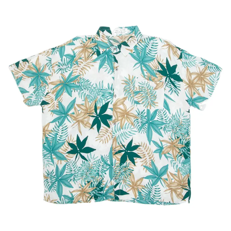 Angkor Mens Hawaiian Shirt Green Floral 2Xl 1