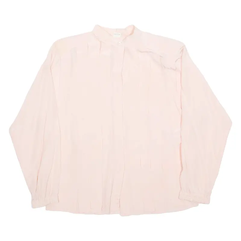 Anna Atil Womens Blouse Pink Collared Long Sleeve M 1