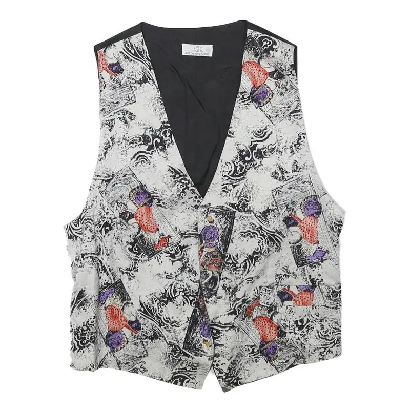 Anne Kramer Mens Black & White Abstract Print Button Jacket Xs Polyester Blend 1