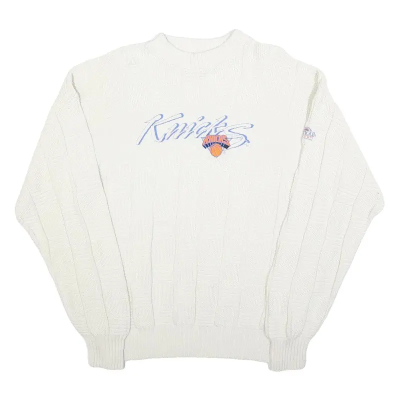 Antigua Sport Mens White Knicks Patterned Crew Neck Basic Knit Jumper Xl Cotton 1