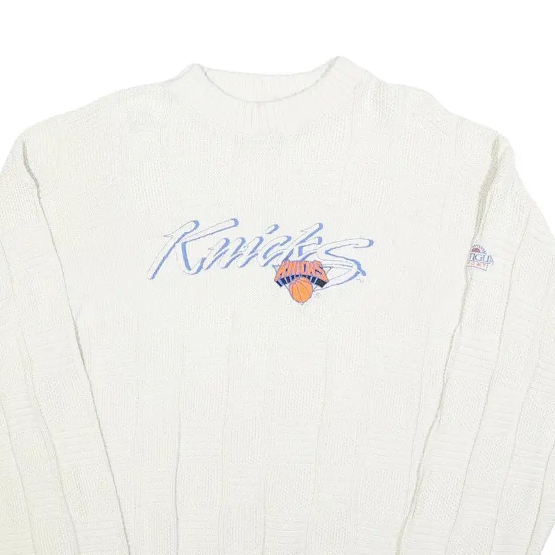 Antigua Sport Mens White Knicks Patterned Crew Neck Basic Knit Jumper Xl Cotton 2