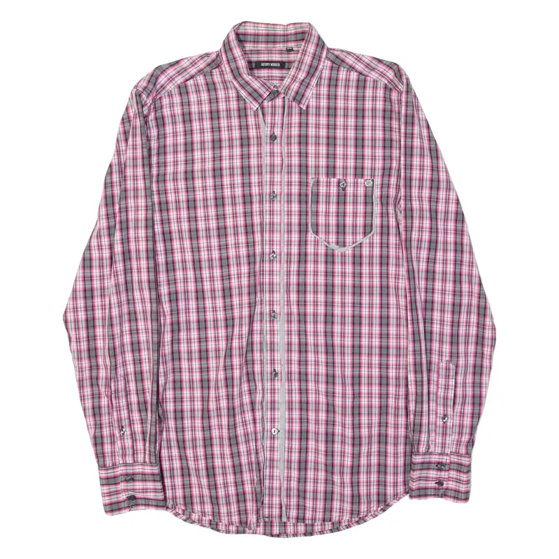 Antony Morato Mens Shirt Pink Check Long Sleeve M 1