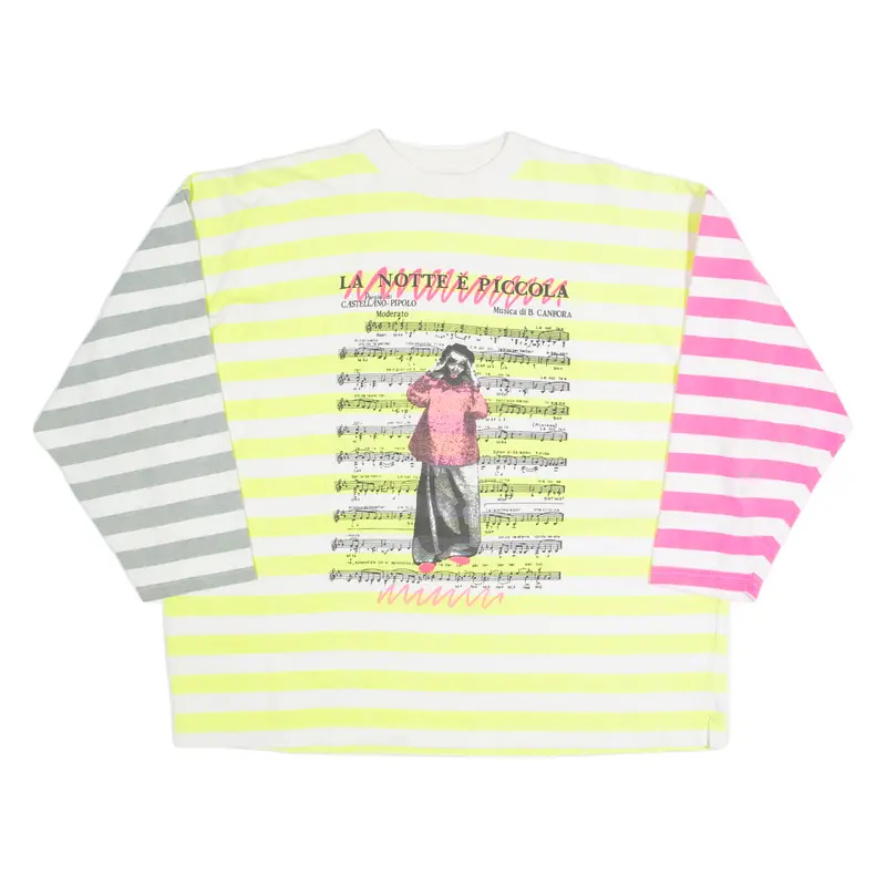 A+P La Notte E Piccola Striped Mens T-Shirt Cream Long Sleeve 90S L 1