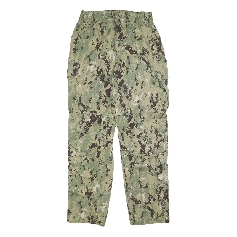 Api Mens Cotton Blend Green Camouflage Regular Fit Cargo Trousers W31 L33 1