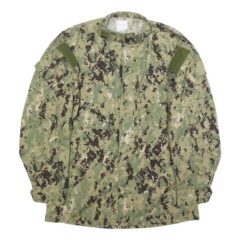Api Mens Green Camouflage Military Cotton Blend Jacket M Button Closure Rugged 1