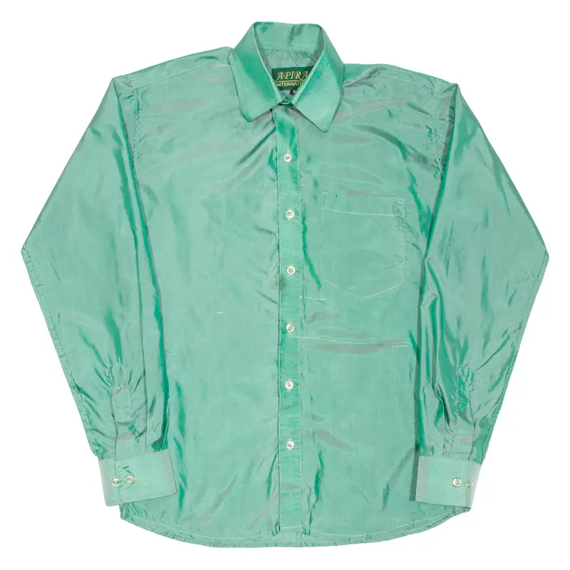 Apirana Mens Plain Shirt Green Long Sleeve M 1