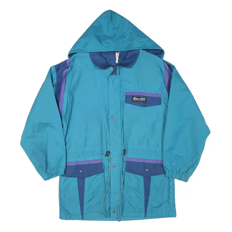 Aqua Guard Mens Blue & Purple Outdoor Jacket S Polyester Blend Button Hooded 1